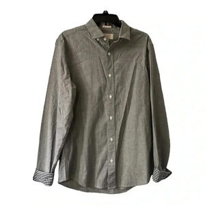Penguin Men's Grey Button-Up Shirt Slim fit Medium